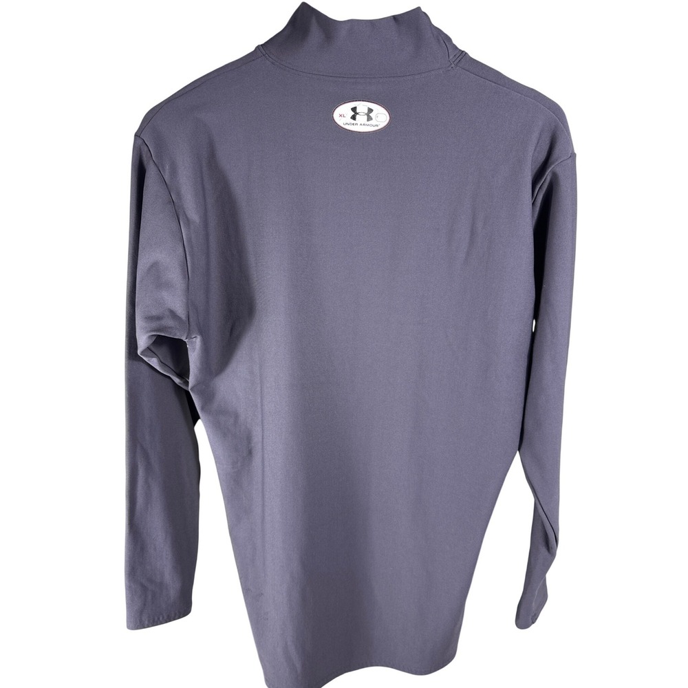 Under Armour ColdGear Mens XL Mock Neck Long Sleeve Compression Shirt Gray - Picture 2 of 5